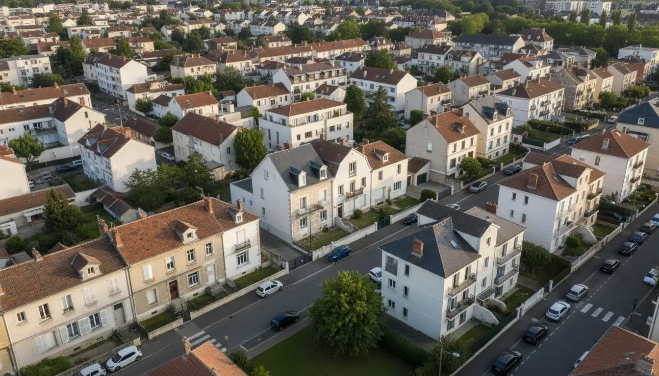 Vue aérienne d'un quartier de Talence montrant l'importance de l'obligation de ravalement des façades