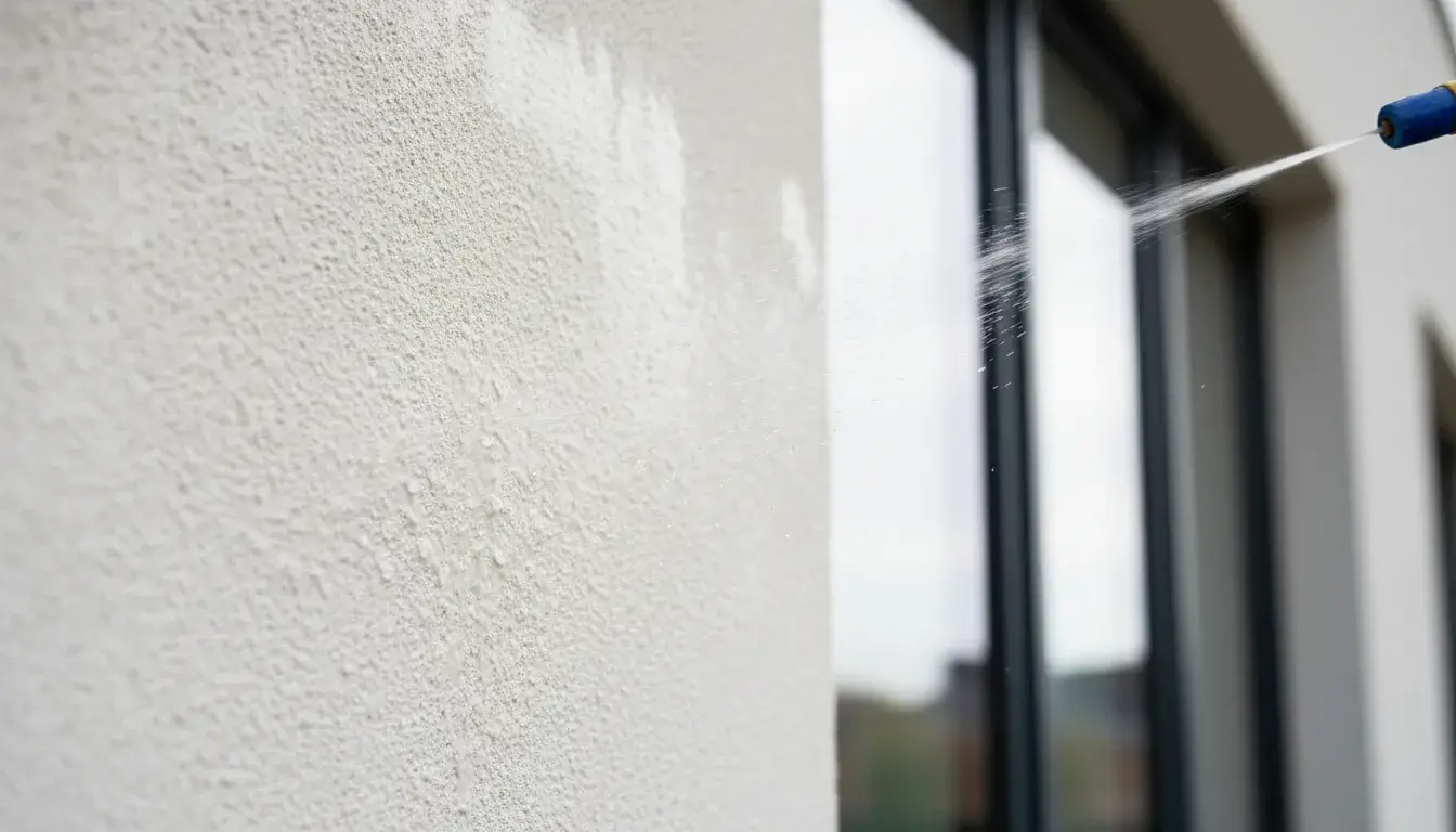 Effet perlant sur un mur après application d'un hydrofuge de façade à Talence